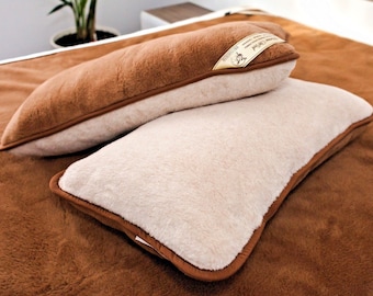 Pack of 2 Wool pillow  Camel Merino WOOL hand made our  Standard pillow Bed Pillows  Wool zipped cover with wool filling