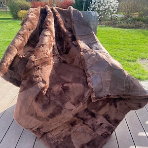 Hand made Genuine Sheepskin Throw ,  Sheepskin Rug , Throw -  Fur Rug - Natural Sheepskin 160/200cm  XXL  LARGE like a Cashemre