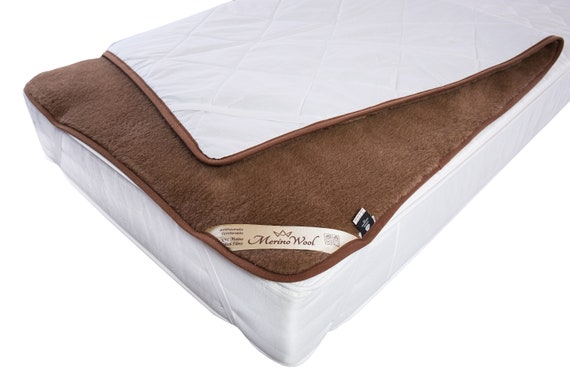 Merino Wool Mattress Topper , Under Blanket, Wool Bed Sheet With Corner  Straps , Reversible Cotton Side , All Seasons Size 140/190cm 