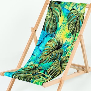 Hand made Sun Lounger Padded Folding deck chair, sun lounger Wooden Garden Chair PATIO SEASIDE Beach Festival Outdoor Travel Seat
