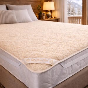 CLASSIC Topmatras van merinowol, onderdeken, wollen laken met hoekbanden 100% katoen