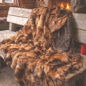 Tappeto in vera pelle di pecora fatto a mano: coperta in pelliccia naturale XXL (160/200 cm) marrone