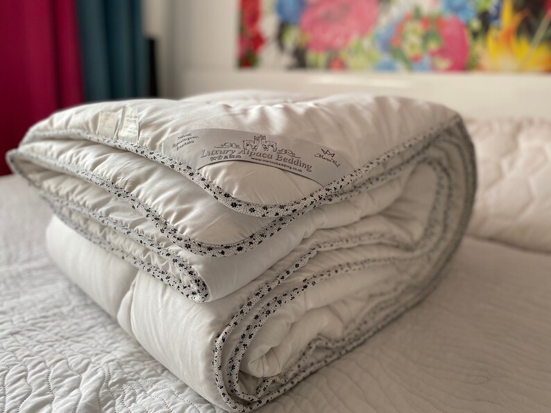 Alpakawolle Bettdecke Ganzjahreswolle gefüllte Bettdecke, weiche Tagesdecke, hypoallergen, 100% Baumwolle, reversibel, atmungsaktiv Bild 1