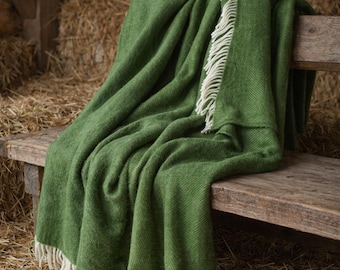 Handmade Merino Wool Blanket Throw: Warm Bedding & Sofa Decor cottage