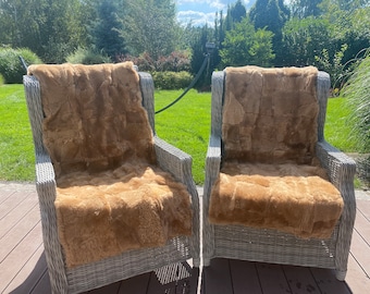 Handmade Sheepskin Throw Rug (Set of 2): Natural Fur, Carmel 60/160cm