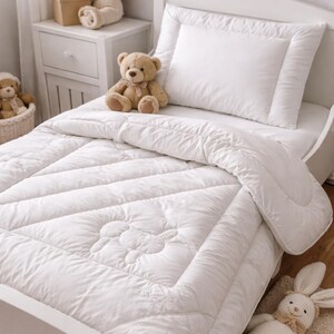 Set of Merino Wool Baby Duvet & pillow : Lightweight Breathable Toddler kids  Quilt