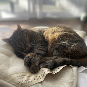 Handgemaakte deken van merinowol: crèmekleurige deken voor slaapbank