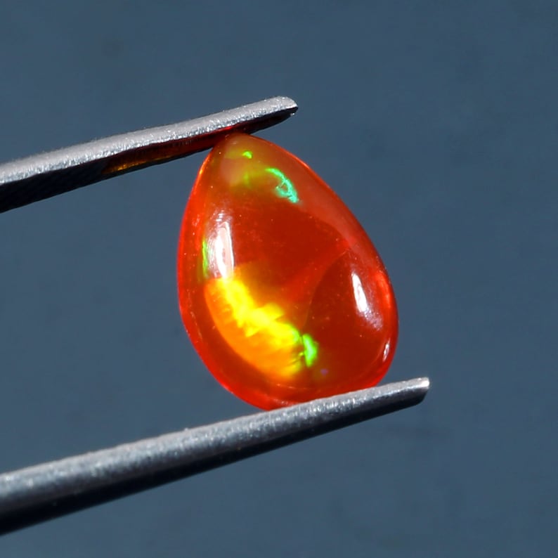 1.25 Ct Orange Opal Gemstone AAA Quality Natural Orange Ethiopian Opal Pear Shape Cabochon Gemstone For Jewelry 8X11X3 mm