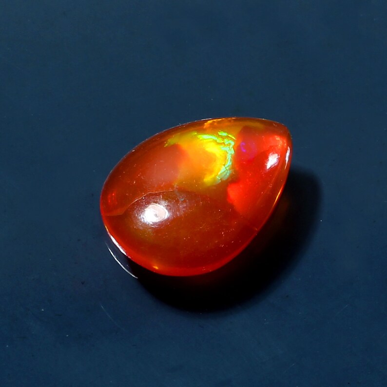 1.25 Ct Orange Opal Gemstone AAA Quality Natural Orange Ethiopian Opal Pear Shape Cabochon Gemstone For Jewelry 8X11X3 mm