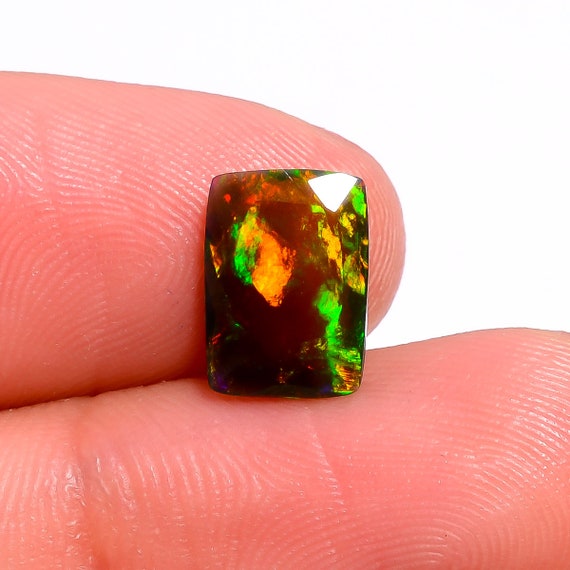 Natural Ethiopian Welo Fire Black Opal Faceted Stone Gemstone Amazing Quality 