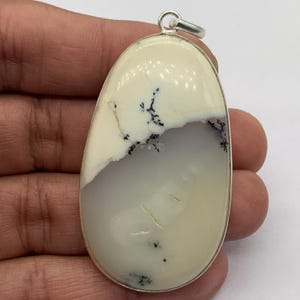 Dendritic Opal Sterling Silver Pendant: Handmade Gemstone Jewelry