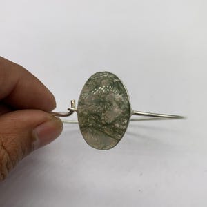 Moss Agate Bangle: Handmade .925 Sterling Silver Gemstone Jewelry