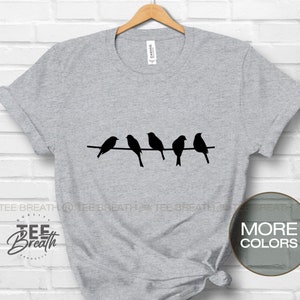Birds T-Shirt, Birds on a wire, Nature shirt, Animal, Graphic Women Shirt, Graphic birds, Gift for family, Brother, Sister, Birds Lover Gift