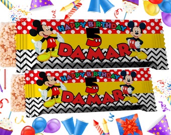 Mickey Mouse Birthday Krispies Treats Wrapper - Mickey Mouse Treats Wrapper - Treats Label - Birthday Party - Digital Item