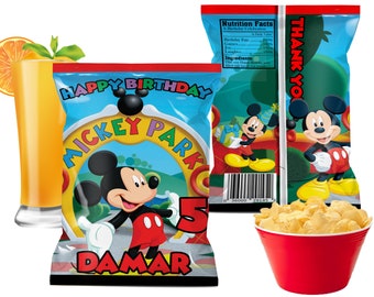 Mickey Mouse Chip Bag Label - Mickey Mouse Fiesta de Cumpleaños Imprimible - Mickey Mouse Party Favors - Mickey Mouse - Artículo Digital