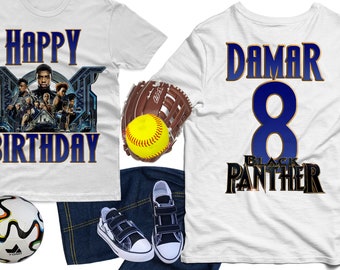 Black Panther Front and Back Iron On Transfer - Black Panther Birthday Shirt - Black Panther Iron On Transfer - Digital Item