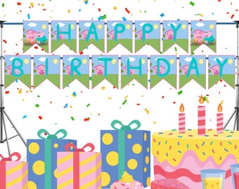 Peppa Pig Banner - Peppa Pig Backdrop - Peppa Pig Compleanno - Peppa Pig Party - Articolo digitale