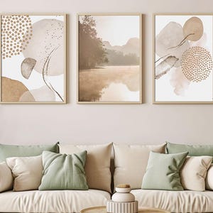 Ensemble d'affiches Boho Abstractions : oeuvre d'art murale beige brun neutre