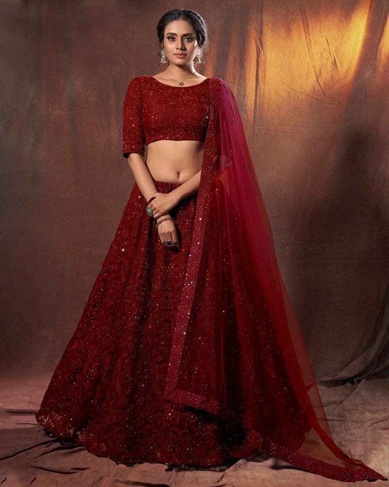 Maroon ghagra best sale choli