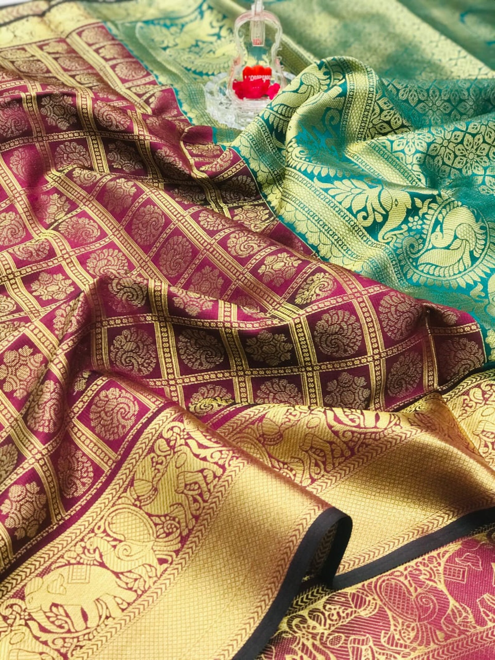 Beautiful Banarasi Silk Weaving Saree Kanchipuram Pattern with | Etsy