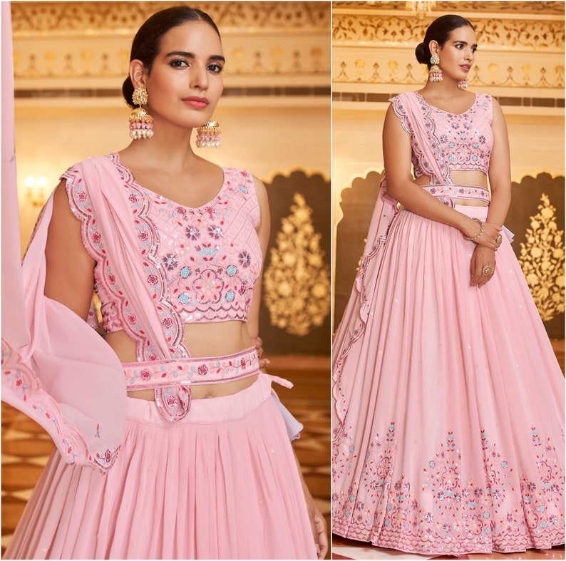 Pink Lehenga shops Choli for Women Embroidery Work Party Wear Indian Lehanga Choli,Wedding Lahanga Choli for Bridesmaid, Modern Pink Ghagra Choli