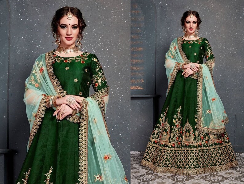 Green Color Lehengas shops Choli for Women,Bridal Ready to Wear Lengha Choli,Ghagra for Garba Wedding,Traditional Chaniya for Navratri Lehenga