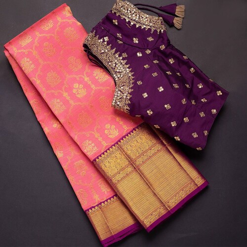 Lichi Silk Saree With Stitched Blouse Indian Ethnic Designer - Etsy