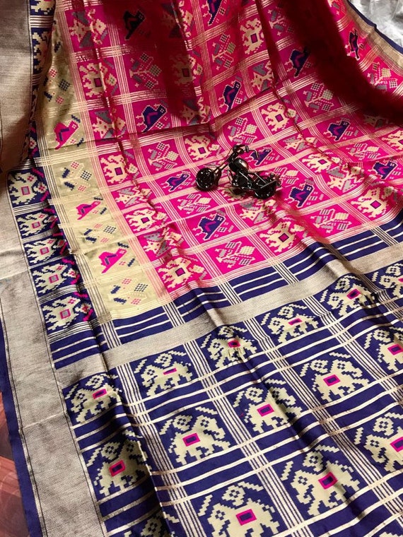 Handloom Patola Banarasi Silk Saree Reach Pallu Jacquard | Etsy