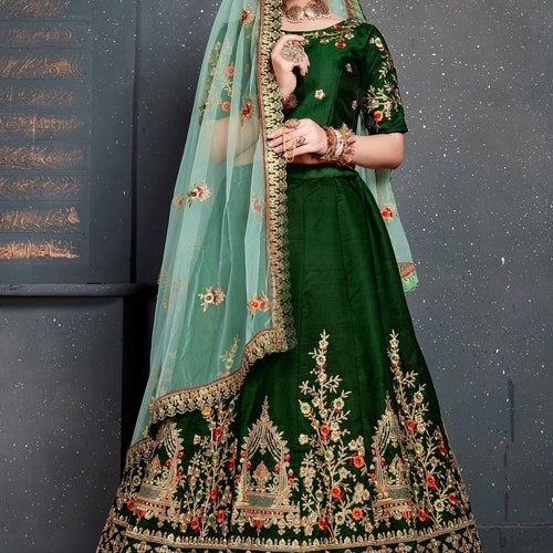 Green Color Lehengas shops Choli for Women,Bridal Ready to Wear Lengha Choli,Ghagra for Garba Wedding,Traditional Chaniya for Navratri Lehenga