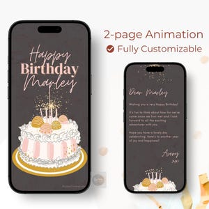 Personalized Animated Birthday Card for Mobile, Editable Video Greetings Template, Canva Digital Download