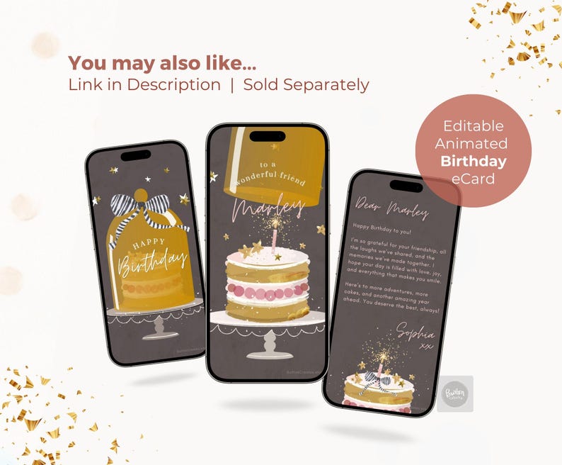 Personalized Animated Birthday Card for Mobile, Editable Video Greetings Template, Canva Digital Download