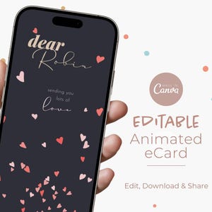 Animated Sending You Love Card for Mobile Phone, Editable Friendship Card Video, Thinking of You eCard, Birthday Love Digital Card Template