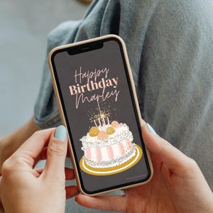 Personalized Animated Birthday Card for Mobile, Editable Video Greetings Template, Canva Digital Download