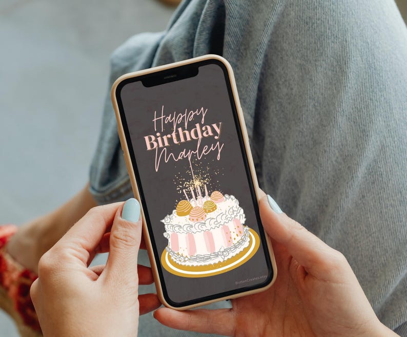 Personalized Animated Birthday Card for Mobile, Editable Video Greetings Template, Canva Digital Download
