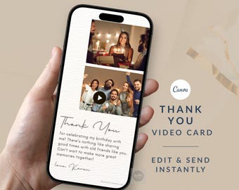 Animated Thank You Photo Card: Editable Mobile Video Template (Canva Digital Download)