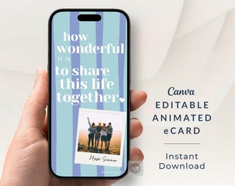 Geanimeerde vriendschapskaart, aangepaste foto e-kaart waardering vriend, gepersonaliseerde video voor beste vriend voor hem of haar, bewerkbare canva-mp4-sjabloon
