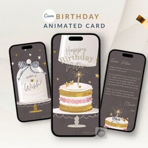 Maak een verjaardagswenskaart met animatie, gepersonaliseerde videogroet voor mobiel (digitale download via Canvas)