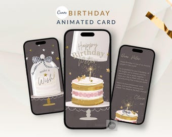 Maak een verjaardagswenskaart met animatie, gepersonaliseerde videogroet voor mobiel (digitale download via Canvas)