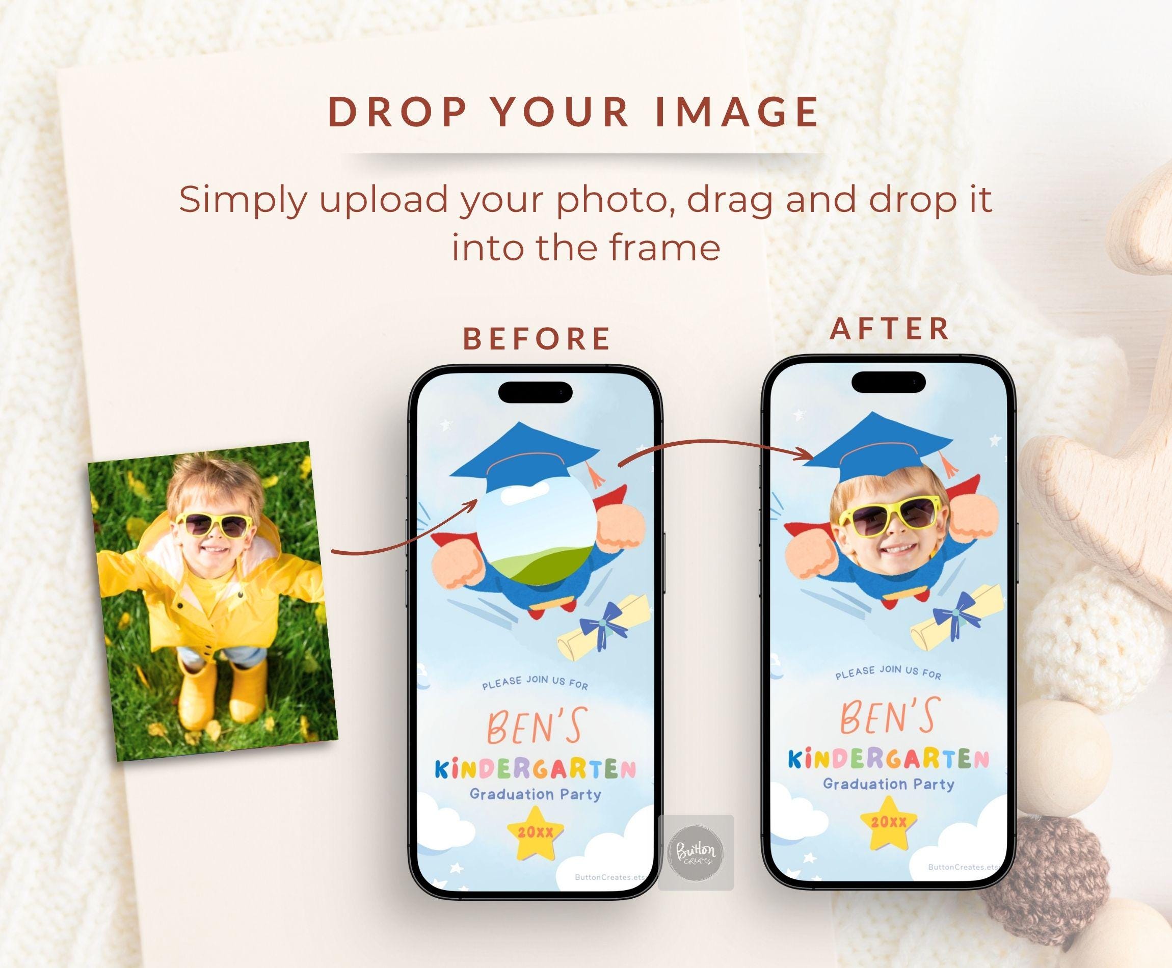 Kinder Invit Animated Kindergarten Graduation Invitation, Personalized Kinder or Pre ...