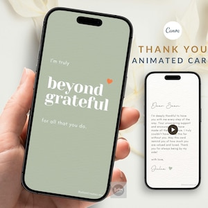 Custom Animated Thank You Card, Beyond Grateful, Mobile Video Template, Canva Digital Download