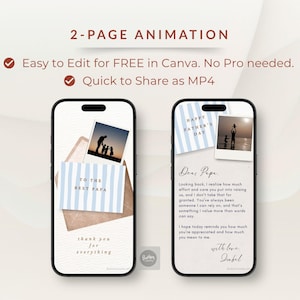 Custom Father's Day Video Card, Animated Dad Photo eCard Gift from Daughter or Son, Canva Mobile MP4 Digital Download