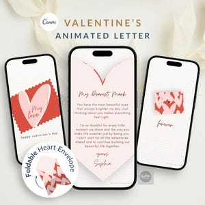 Valentine's Day Animated Love Letter: Personalized Romantic Card Video for Mobile (Canva Digital Download)