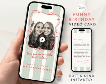 Carte animée photo personnalisée d'anniversaire drôle, carte virtuelle humoristique d'anniversaire personnalisée, voeux vidéo de joyeux anniversaire pour elle, mon amie de toujours