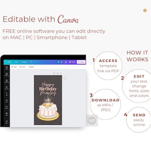 Personalized Animated Birthday Card for Mobile, Editable Video Greetings Template, Canva Digital Download