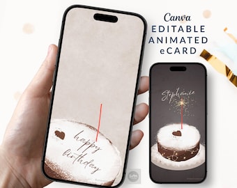 Custom Animated Birthday Card Video, Mobile Greetings Template, Canva Digital Download