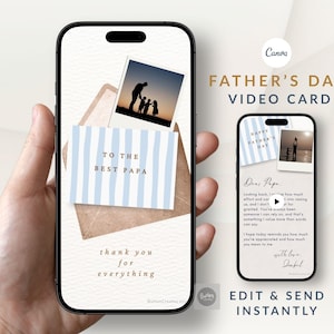 Custom Father's Day Video Card, Animated Dad Photo eCard Gift from Daughter or Son, Canva Mobile MP4 Digital Download