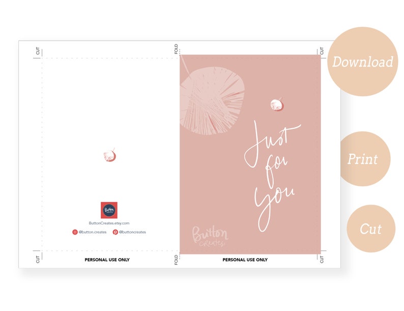 DIGITAL INSTANT DOWNLOAD Just for You Card. Printable 5x7 Card - Etsy
