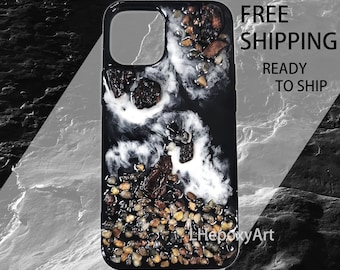 3D creative design art black beach coastline scenery ocean resin wave phone case for iPhone12mini redmi  Samsung Galaxy,customization, gifts