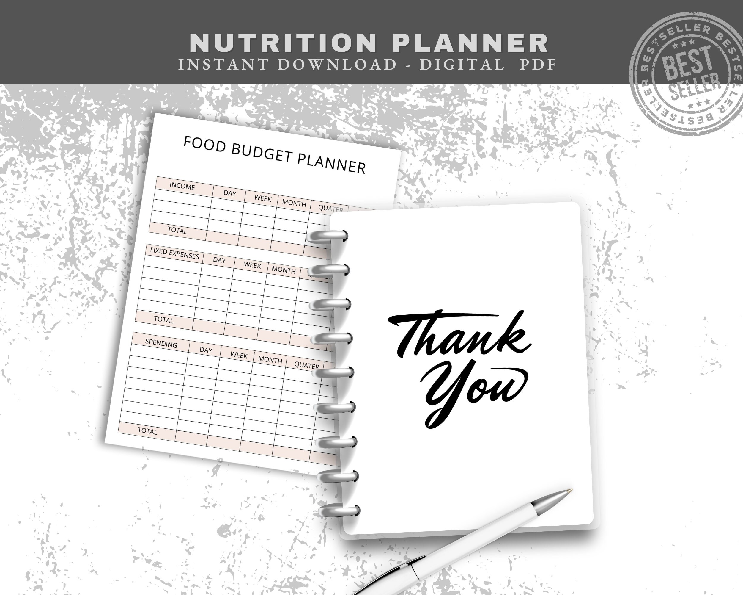 Nutrition Planner, Meal Tracker, Printable Workout Tracker, BUNDLE
