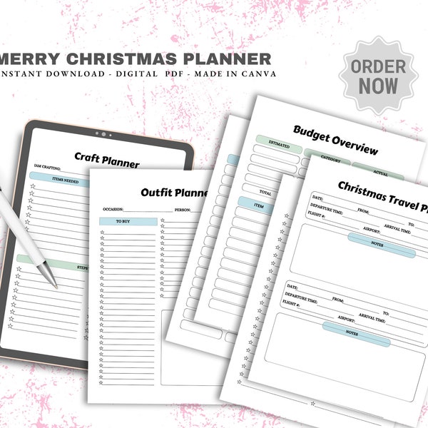 Merry Christmas Planner Printable, Holiday Planner, Gift Budget, Xmas Planner, Christmas Gift List, Christmas Binder, Christmas To Do List